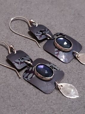 Handcrafted Purple Drop Earrings with Silver Accents